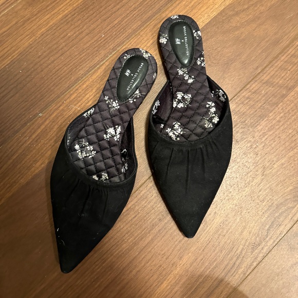 H&M x Brock Collection Black Pointed Mules Slip on Shoes Size 8 - Picture 2 of 4
